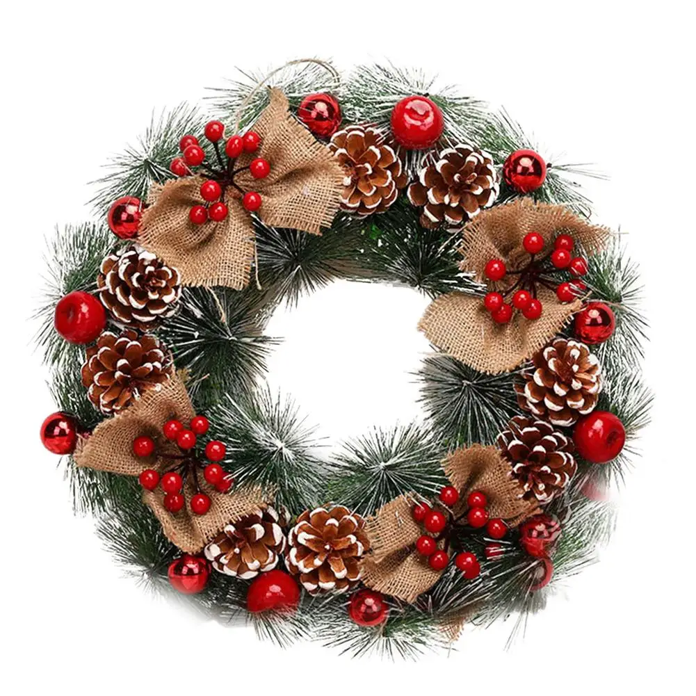 

30cm Christmas Wreath Beautiful Pine Needle Garland For Home Door Hanging Decoration PVC Hotel Scene Arrangement Garland