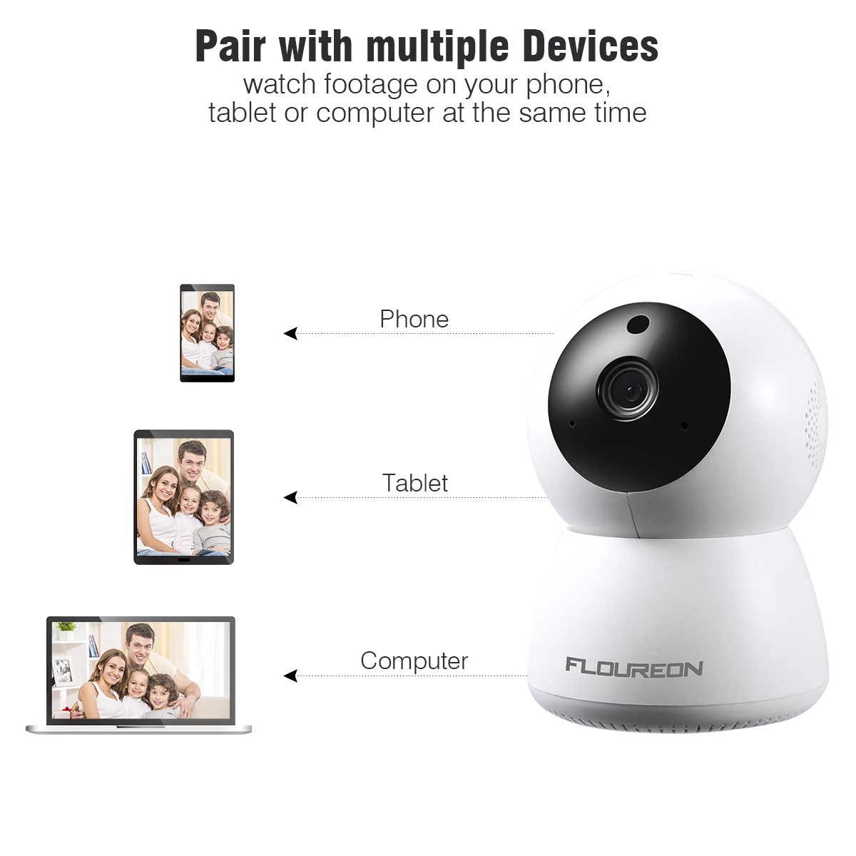 FLOUREON 1080P Беспроводная ip камера безопасности панорамная двухсторонняя аудио