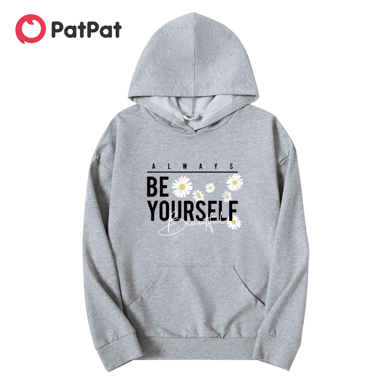 

PatPat Women Graphic Letter and Floral Print Long-sleeve Hooded Pullover