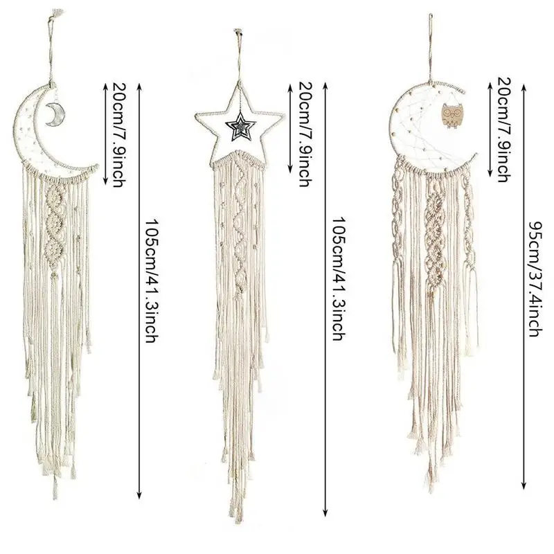 Гобелен с белыми кисточками в виде звезд/Луны/Совы домашняя Свадебная богемная