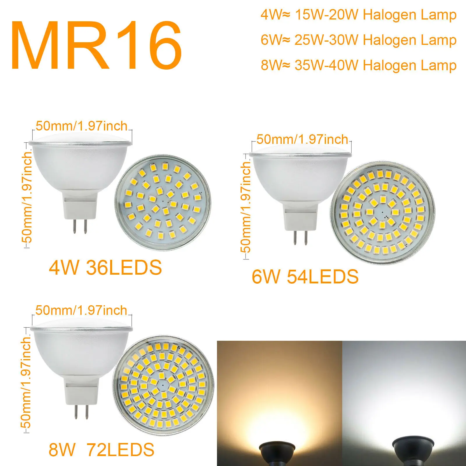 Точечный светодиодный светильник GU10 MR16 4 Вт 6 8 3528 SMD 110 В 220 в 12 24 стеклянный для