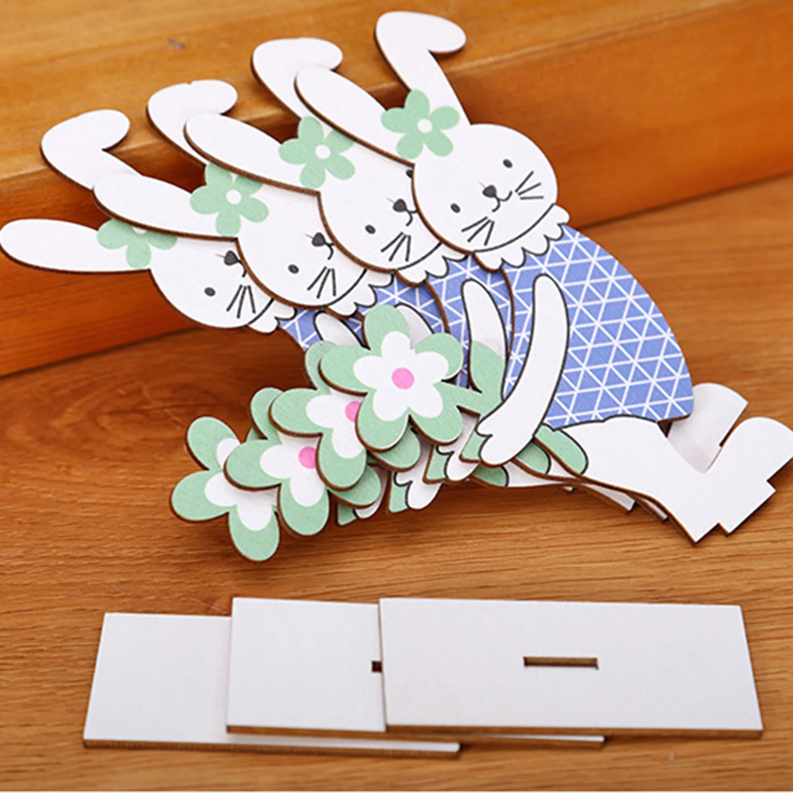 

Easter Wooden Table Decorations Cute Bunny Egg Wood Ornaments Table Centerpieces for Home Easter Party DTT88