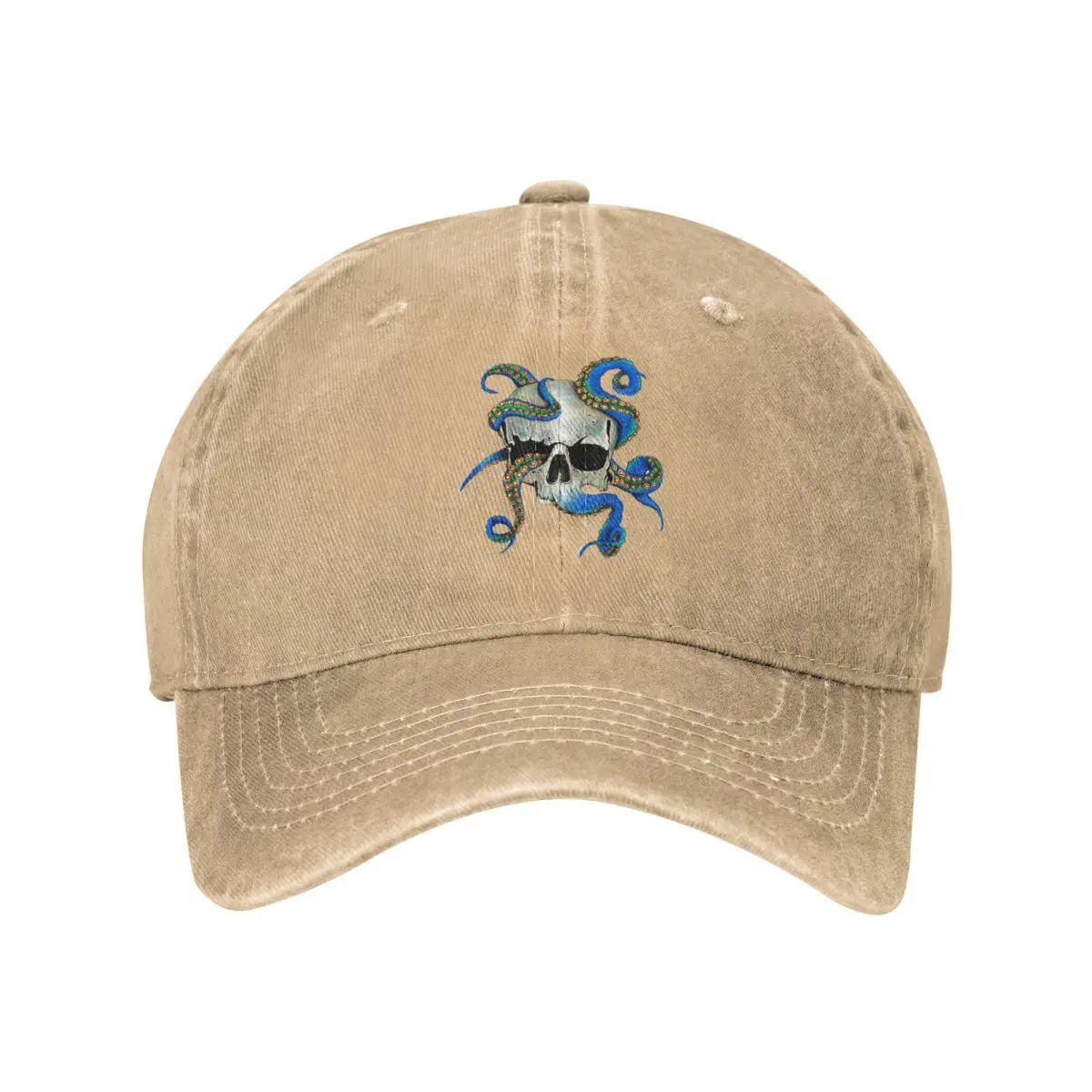 

Skull With Octopus Retro cotton Washed Baseball Cap Cowboy Hat Fitted Cap Snapback Hat for Men Women Casual Cap Sun Hat Cap