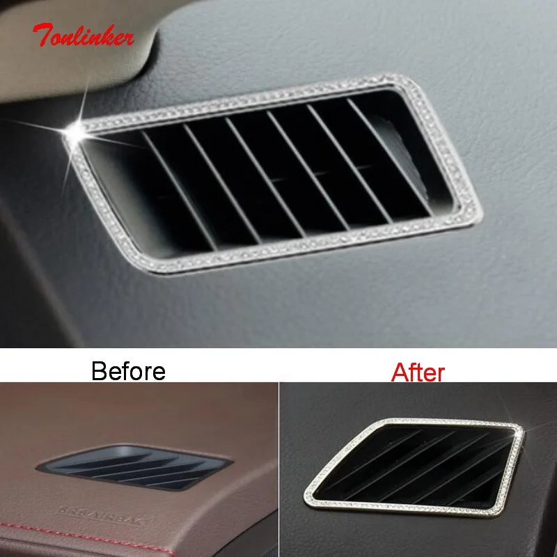 Tonlinker Interior Center Console Outlet stickers For Lexus 2016 RX200t RX450h Car styling 2 pcs Stainless steel Cover Stickers