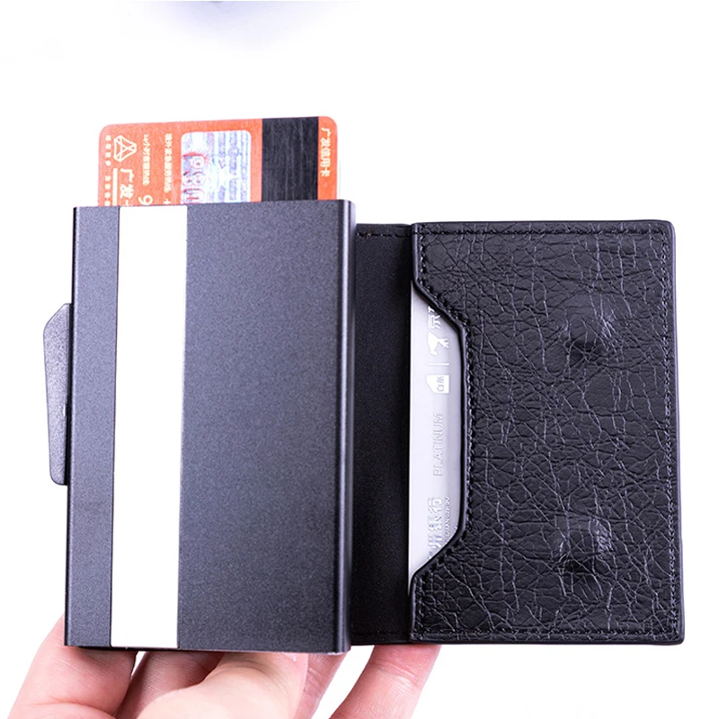 new 2021 rfid carbon fibe mens card holder fashion branch pattern cardholder simple aluminum alloy card box zipper coin purse free global shipping