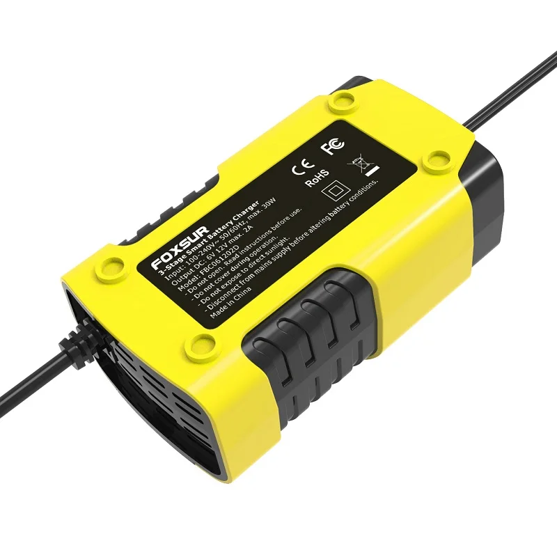foxsur intelligent automotive battery charger 6v 12v car motorcycle trucks agm lead acid automatic repair desulfator accessories free global shipping