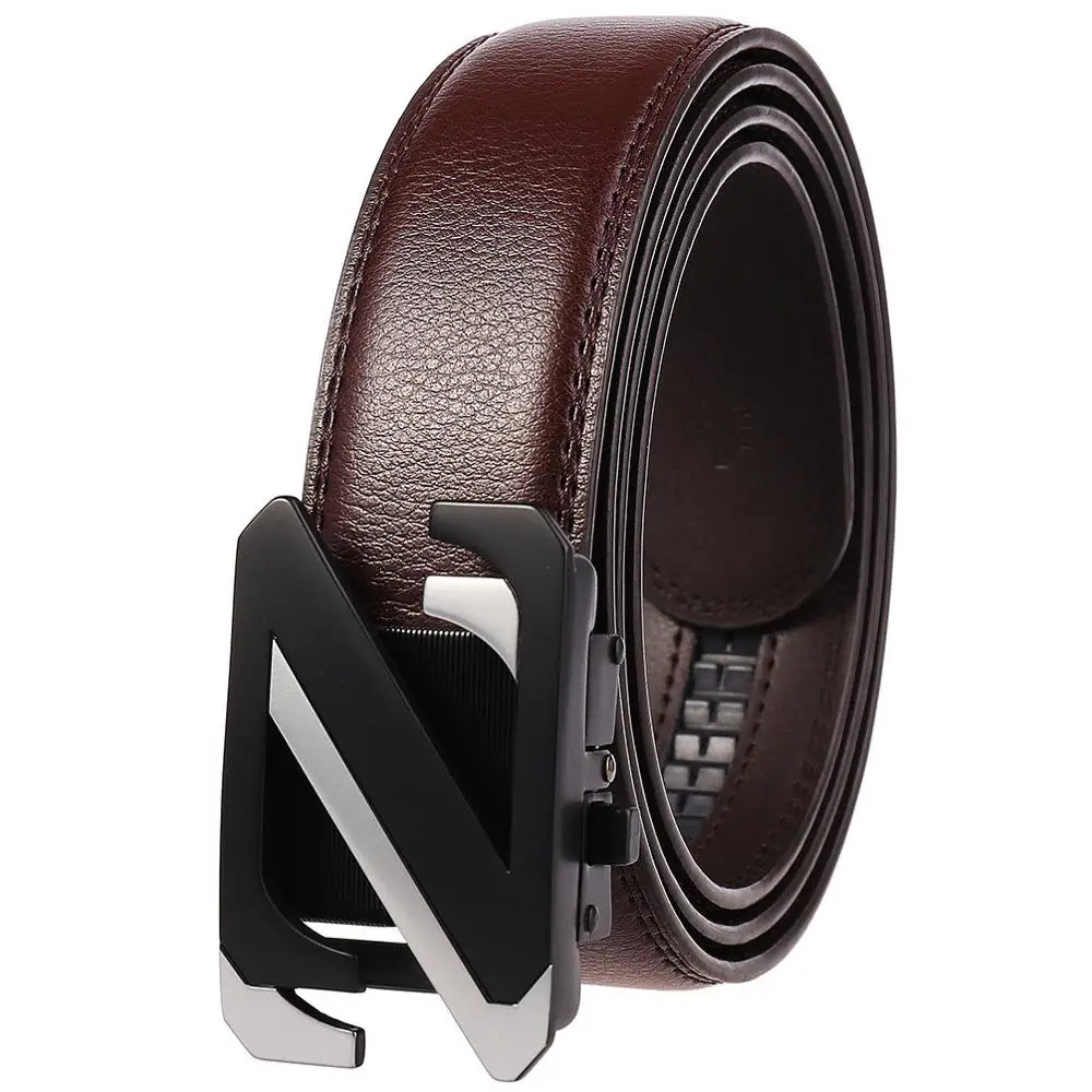 Мужской ремень из натуральной кожи черный дизайнерский пояс с пряжкой Z