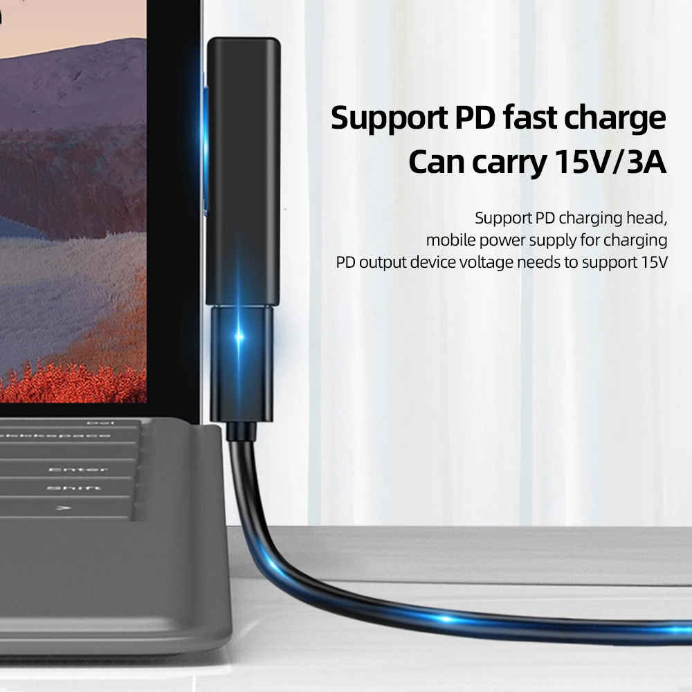 ! Переходник ACCEZZ USB C PD гнездо типа для быстрой зарядки Surface Pro 3 4 5 6 7 Go Book магнитный