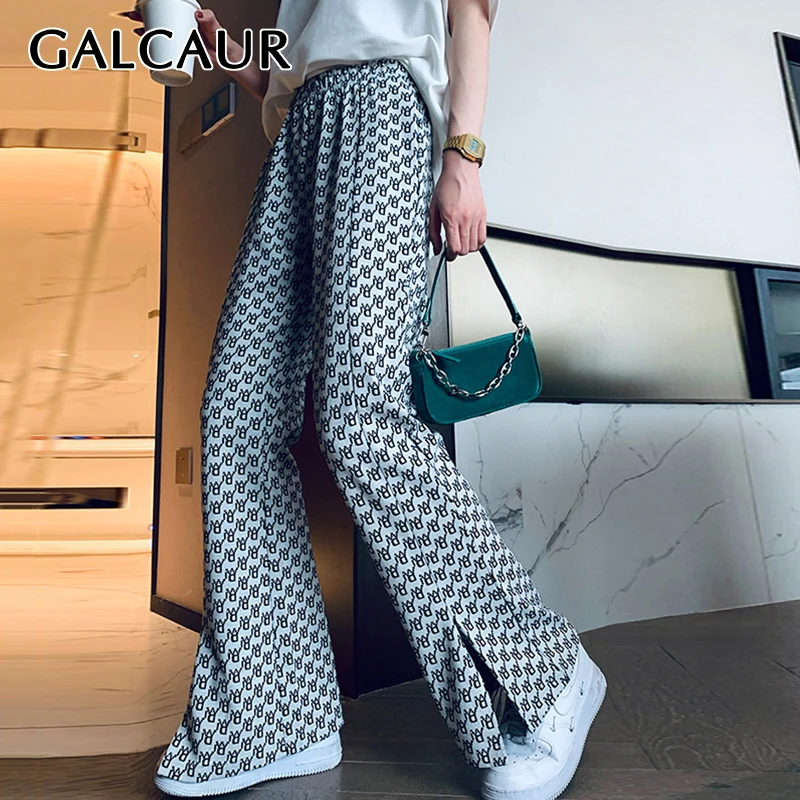 

Брюки GALCAUR женские длинные с высокой талией, свободные дизайнерские штаны с широкими штанинами, с надписью, популярный цвет, весна 2021