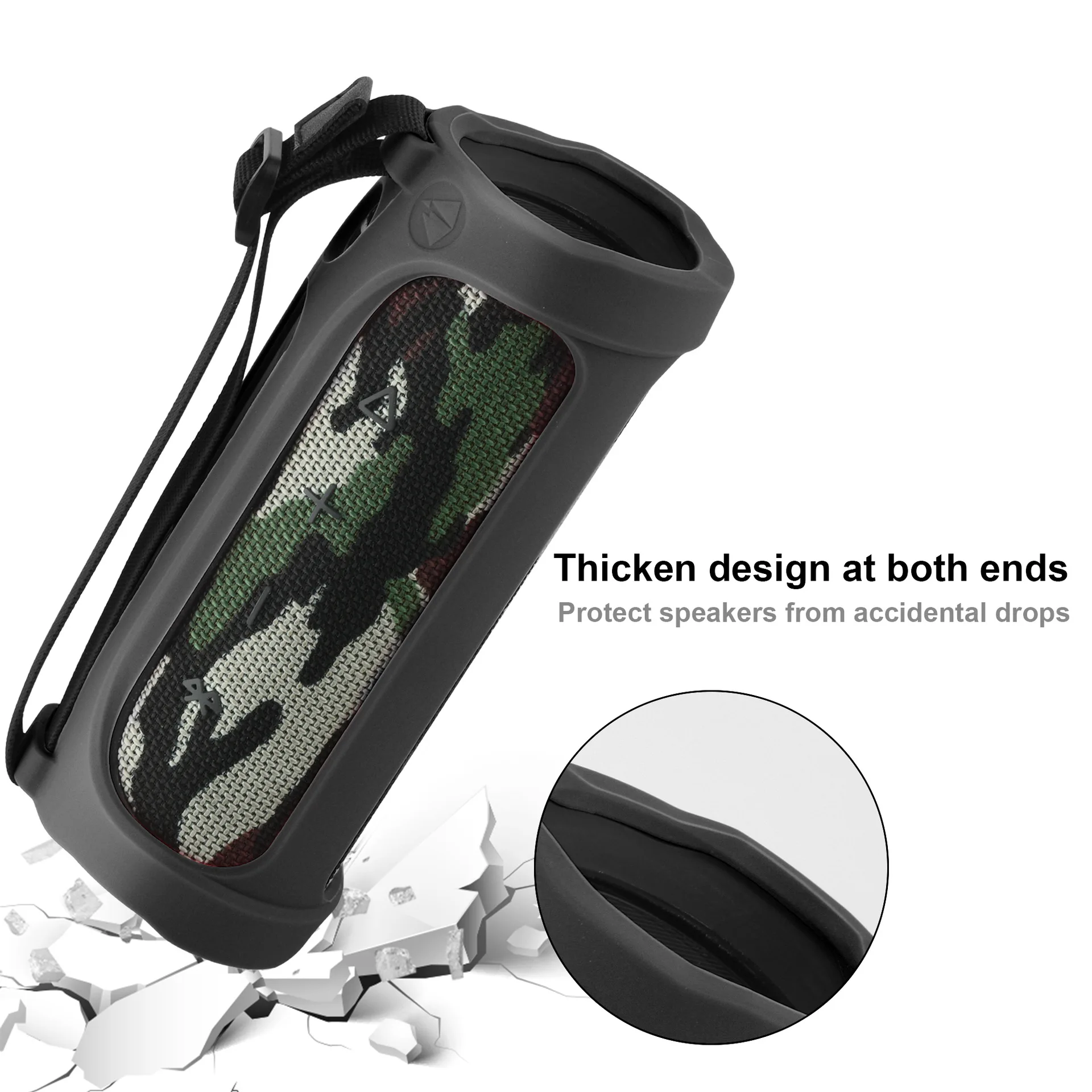 

NINTH WORLD Silicone Case Protective Cover Anti-fall Speaker Case For -JBL Flip 4 Speaker Accessories