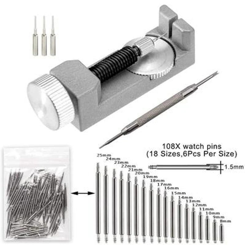 

113 Pieces Strap Tool Adjustment Table Disassembly Strap Tool Strap Repair Disassembly Kit Watch Repair Tool