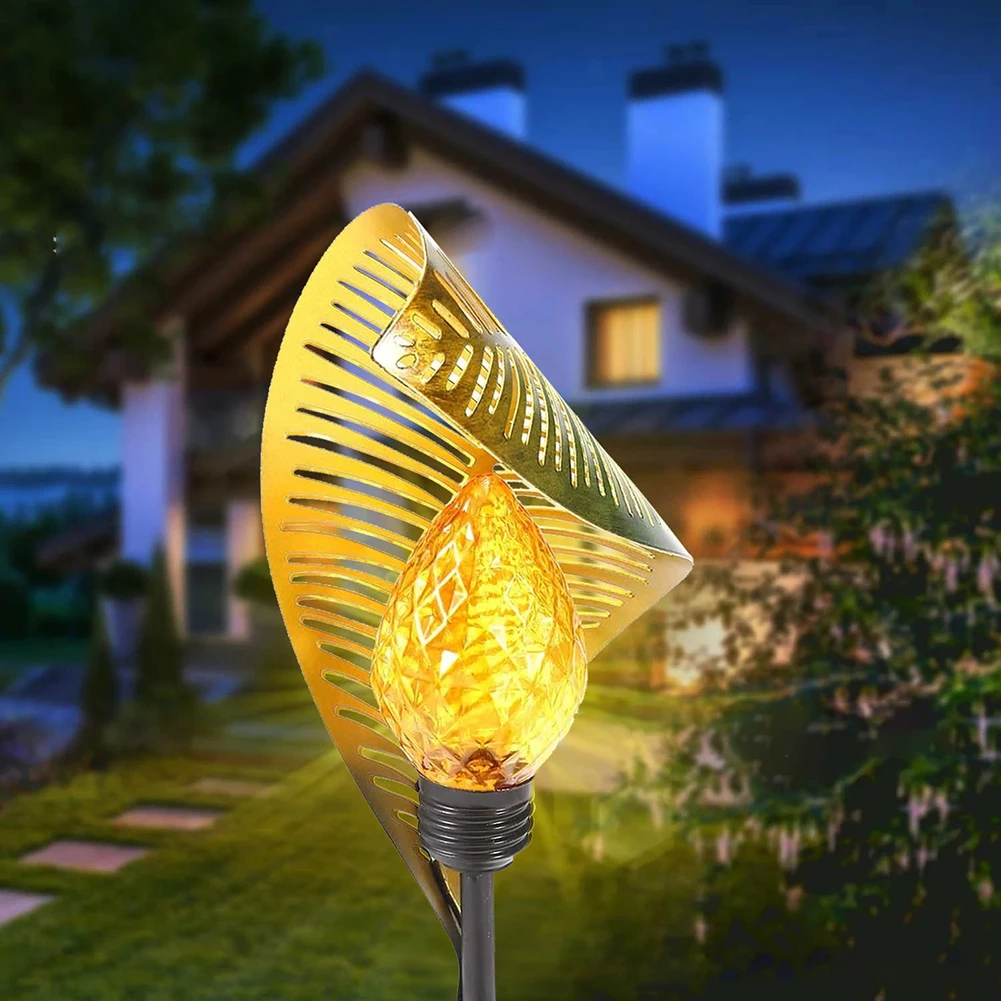 

Metal Solar Lawn Lamp Creative Leaf Stakes Lamp Outdoor Garden Solar Lamp Flower Moon Landscape Lighting Courtyard Decoration