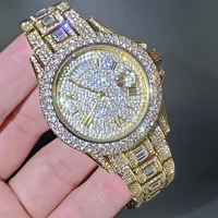 yacht master design golden casual steel fashion male quartz watch diamond crystal mens watches top brand luxury waterproof clock