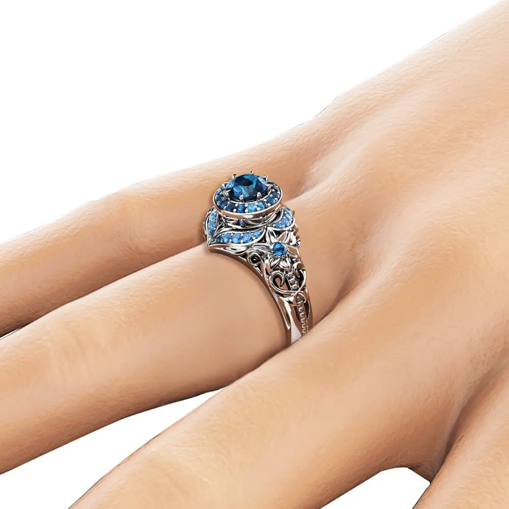 

S925 Sterling Silver Sapphire Topaz Ring for Women Anillos Wedding Pure Bizuteria Gemstone Jewelry Blue Gemstone Women Rings
