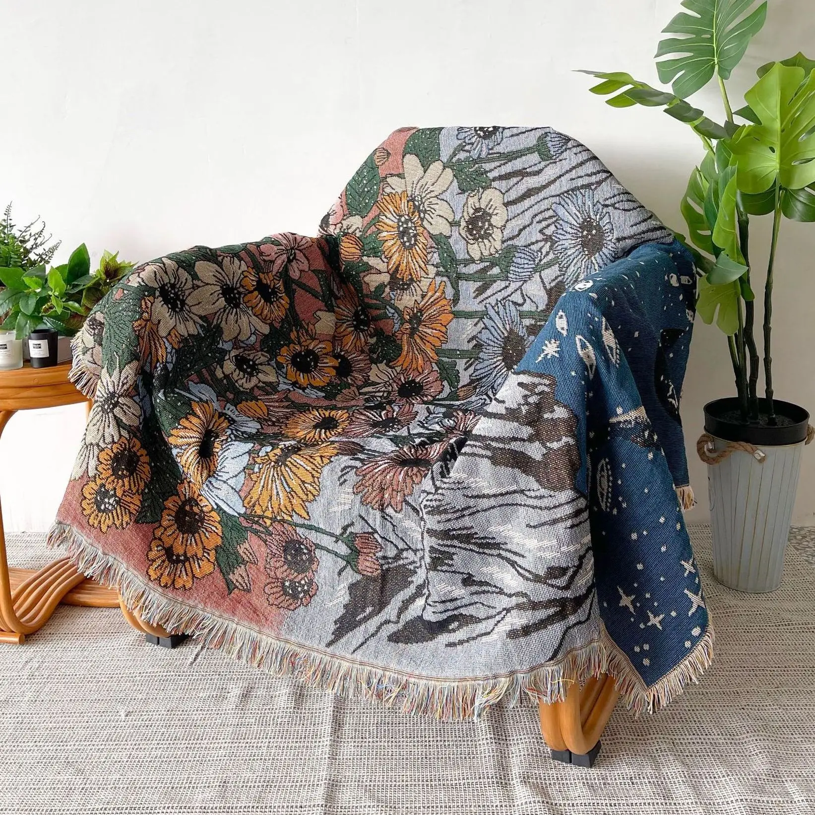 

Bohemian Blanket Bed Plaid Tapestry Boho Bedspread Chair Sofa covers Outdoor Beach Sandy Towels Cape Wall Hanging Tapestry