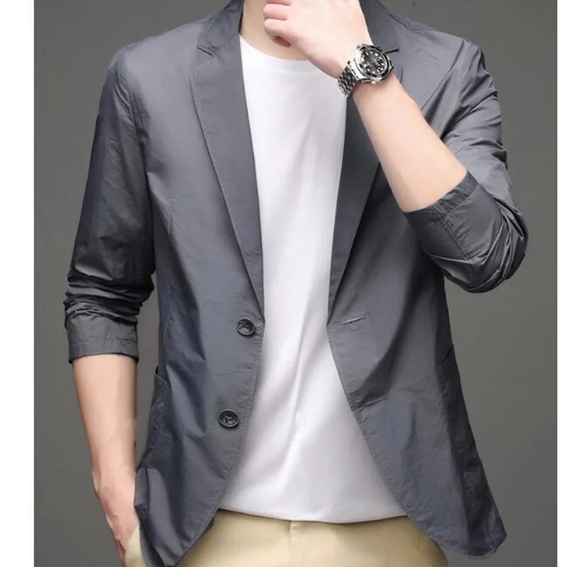 Весна Лето модный мужской блейзер коммерция Повседневный дышащий костюм Мужская