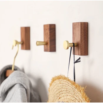 Muso Wood Walnut Coat Hook 2 PCS Solid Wood Wall Cloth Hanger Hooks for Towels Scarves Hats Jackets Purses Necklaces Kitchenware