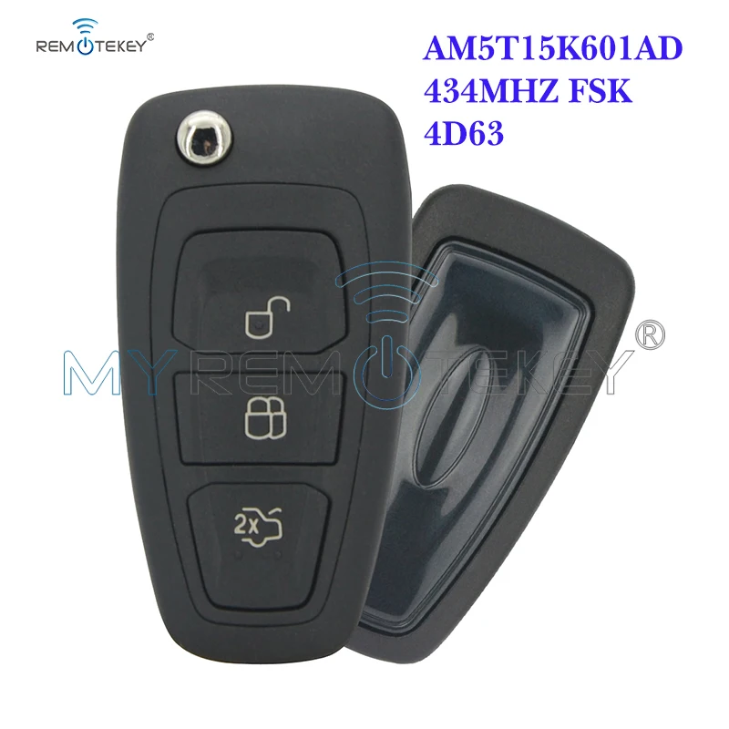 Откидной автомобильный ключ Remtekey 2036872 AM5T15K601AD 3 кнопки 434 МГц FSK с чипом 4D63 80bit для Ford