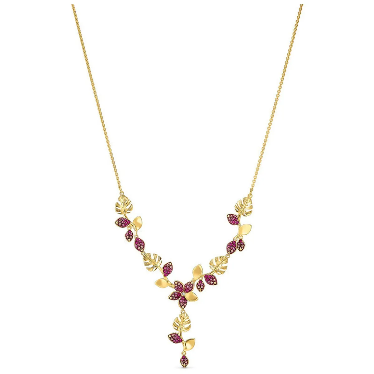 

2020 Fashion Jewelry High Quality Exquisite Romantic Pink Small Vine Flower Leaf Necklace For Women's Gift