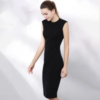 woman cotton soft dress short sleeve o neck casual elastic lady office dress