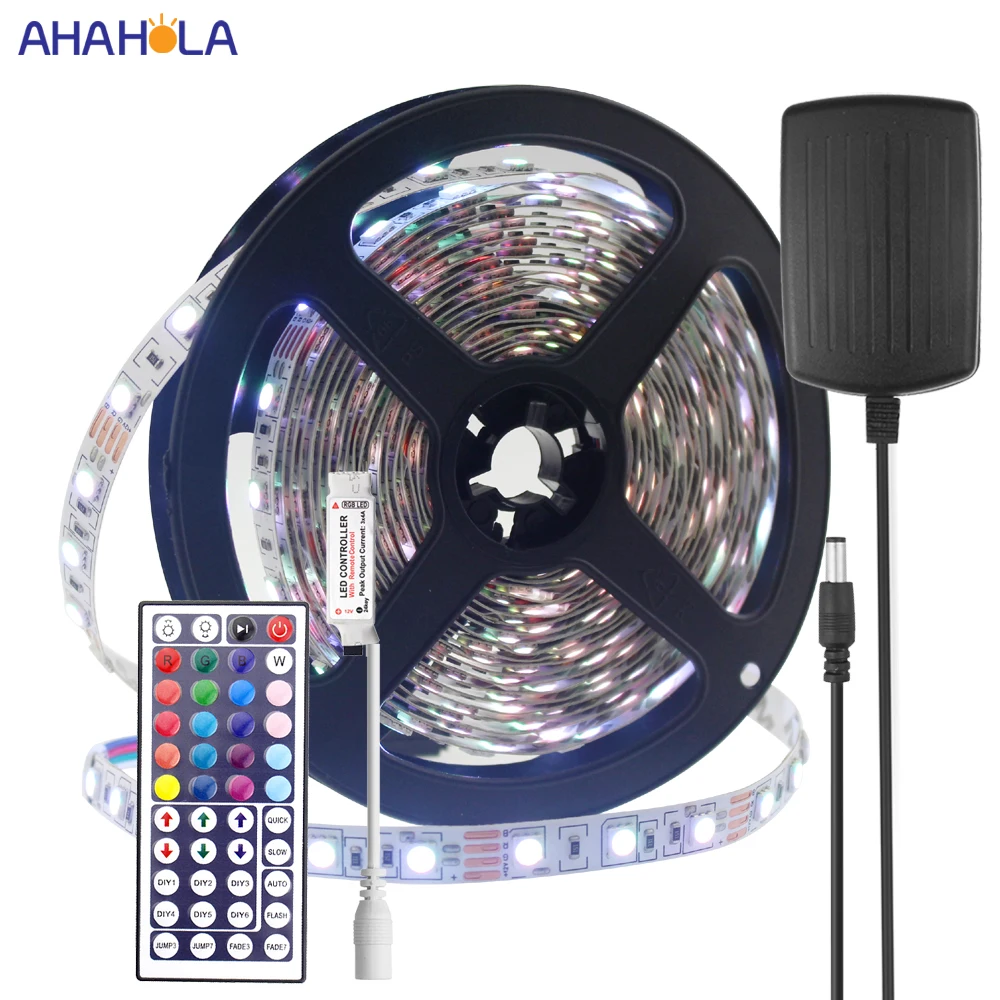 60 светодиодов/м 5 м Водонепроницаемая Rgb Светодиодная лента 5050 2835 3528 SMD 12 В Диодная Лента светодиодная Rgb лента Bande Tiars светодиодные полосы 12 в набор переменный ток