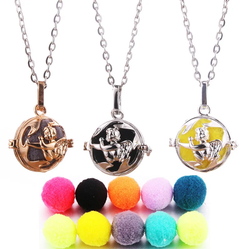 Lotus Guanyin Music Ball Bell Aromatherapy Locket Pendant Necklace Charm Perfume Essential Oil Diffuser Woman Gift Jewelry