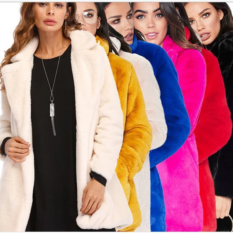 

and new European 2021 winter American women's long section faux fur coat loose fluff soft rabbit fur coat large size 4XL