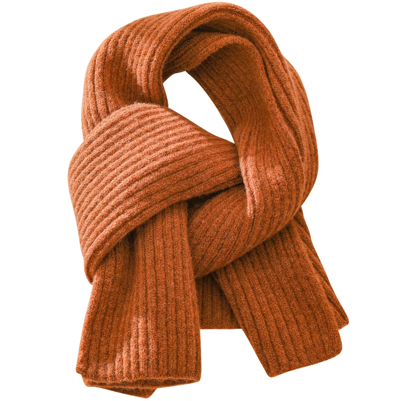 

Neck Protection Winter Women's Korean Solid Color Stripe Cervical Knitting Wool Scarf 2020 Female Simple Long Shawl C092