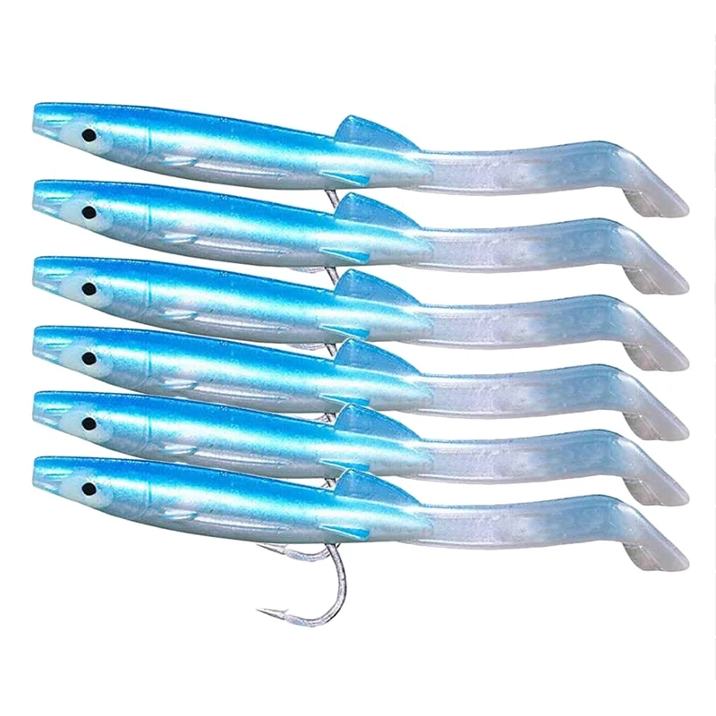 

6 Pieces / Set of 8.5cm, 2.3Gpvc Carbon Steel Eel Simulation Bait, Artificial Bait Blue