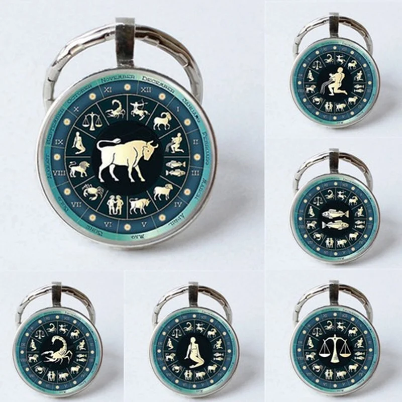 Брелок с 12 созвездиями кольцо для ключей зодиака ювелирное изделие подвеской