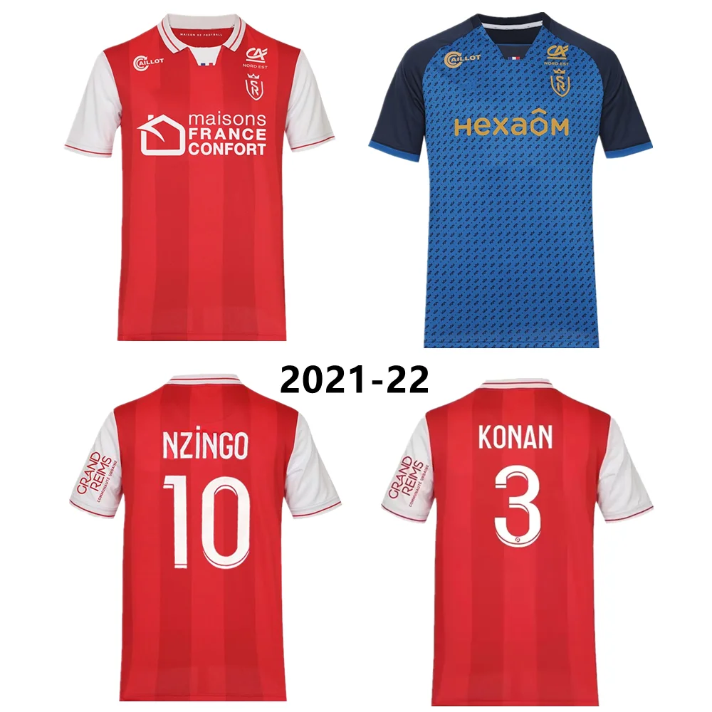 

21/22 Stade Reims Maillot de Foot 21/22 AFARO KONAN DIA FOKET CHAVALERIN ZENELI Soccer Jerseys CMen Kids football shirts