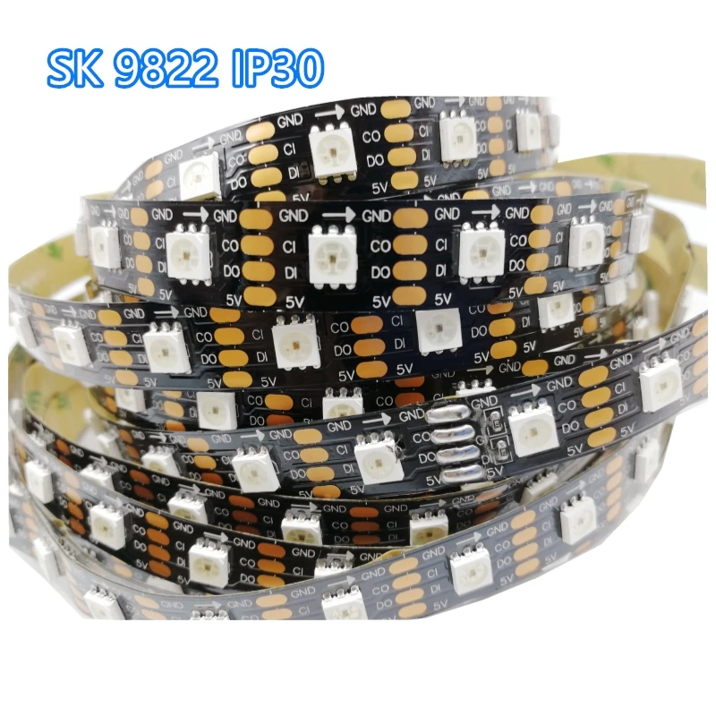 SK9822 led strip Smart led pixel strip light DATA and CLOCK seperately;IP30/IP65/IP67 DC5V 30/60 leds/pixels/m;