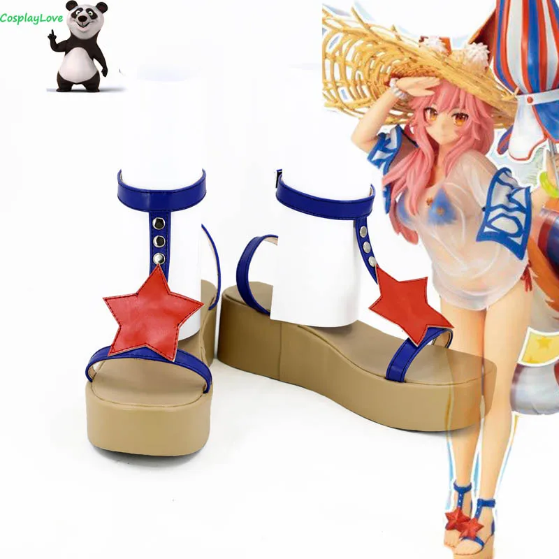 

FGO Fate Grand Order Lancer Tamamo no Mae Swimsuit Figure Blue Cosplay Shoes Boots CosplayLove