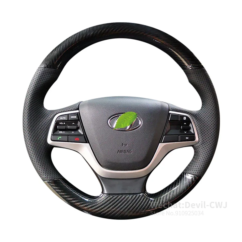 

Alcantara Leather steering wheel cover For Hyundai Elantra Verna Encino hand-sewn grip cover 2020 2006-2019 car interior