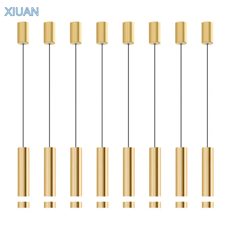 

Modern Art Gold Pendant Lamp for Bedroom Bedside Lighting AC 220V Long Cable LED Hanging Suspended Light Bar Kitchen Fixture