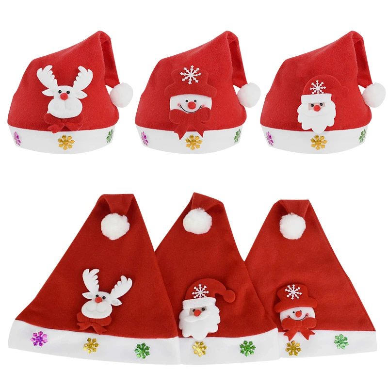 

1Pc Christmas Hats For Adults And Children LED Light Up Flashing Santa Claus Elk Snowman Hat New Year Xmas Party Navidad Decor
