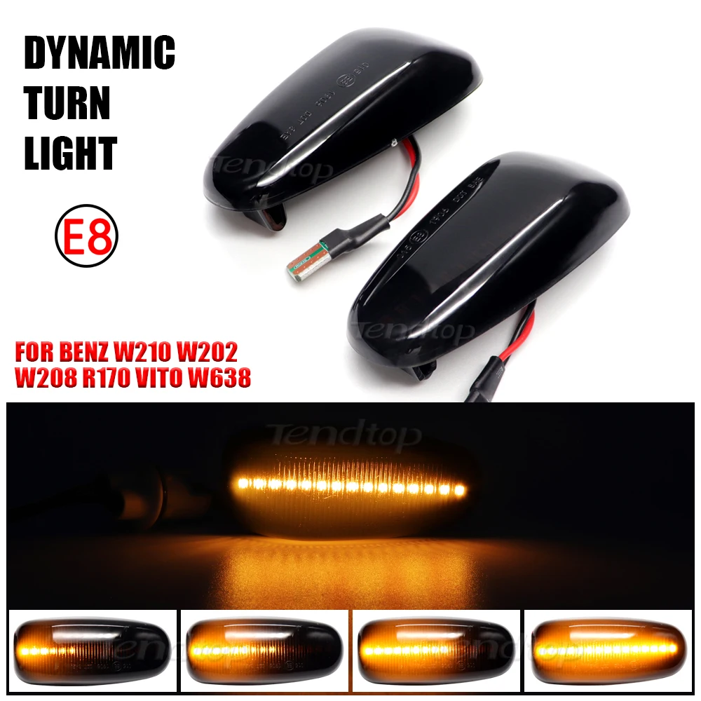 2Pcs LED Dynamic Blinker Light Side Marker Turn Signal Lamp For Mercedes-Benz W210 W202 W208 R170 Vito W638 Car Accessories