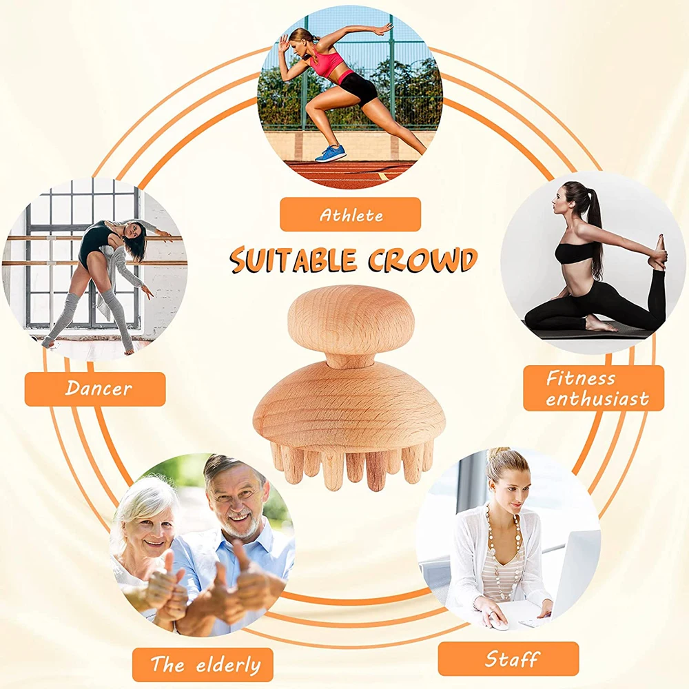 Mushroom Wood Therapy Massager Tool Full Body Portable for Pain Relief with Up Down Point massagers | Красота и здоровье