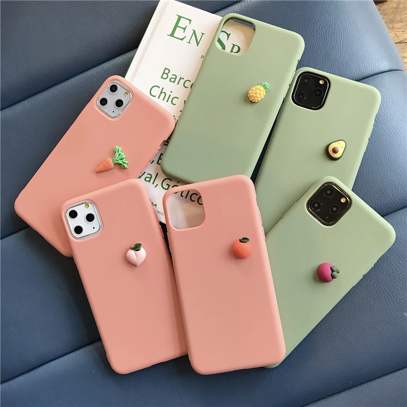Милый 3D фруктовый простой конфетный мягкий силиконовый чехол для iPhone 11 Pro X XR Xs Max 6