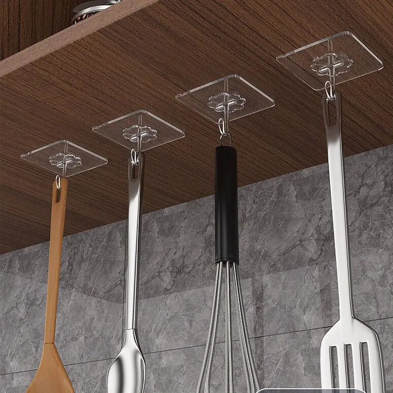 

5PCS Transparent Strong Self Adhesive Door Wall Hangers Hooks 6x6cm Punch-free Suction Heavy Load Rack Cup for Kitchen Bathroom