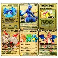 27 styles new pokemon gx mega gold metal card super collection anime cards game toys for children christmas gift