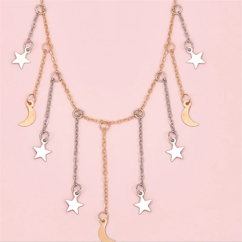 

Jewelry Gifts Women Star and Moon Chain Single Layer Necklace