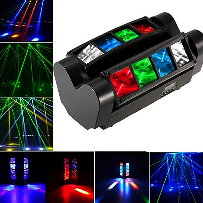 Moving Head 80W RGBW LED DMX512 Sound Activated Auto Running Mini Spider Stage Light Beam Rotatable Lamp Disco KTV Party Show