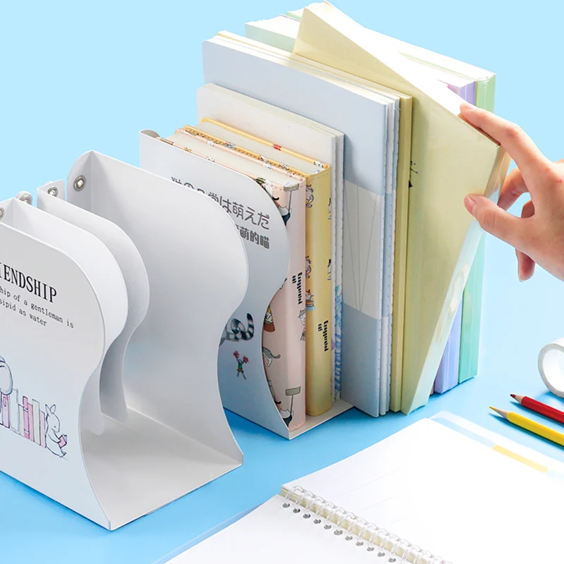 Металл Телескопическая книга Стенд Регулируемый Desktop Storage Организатор Bookends