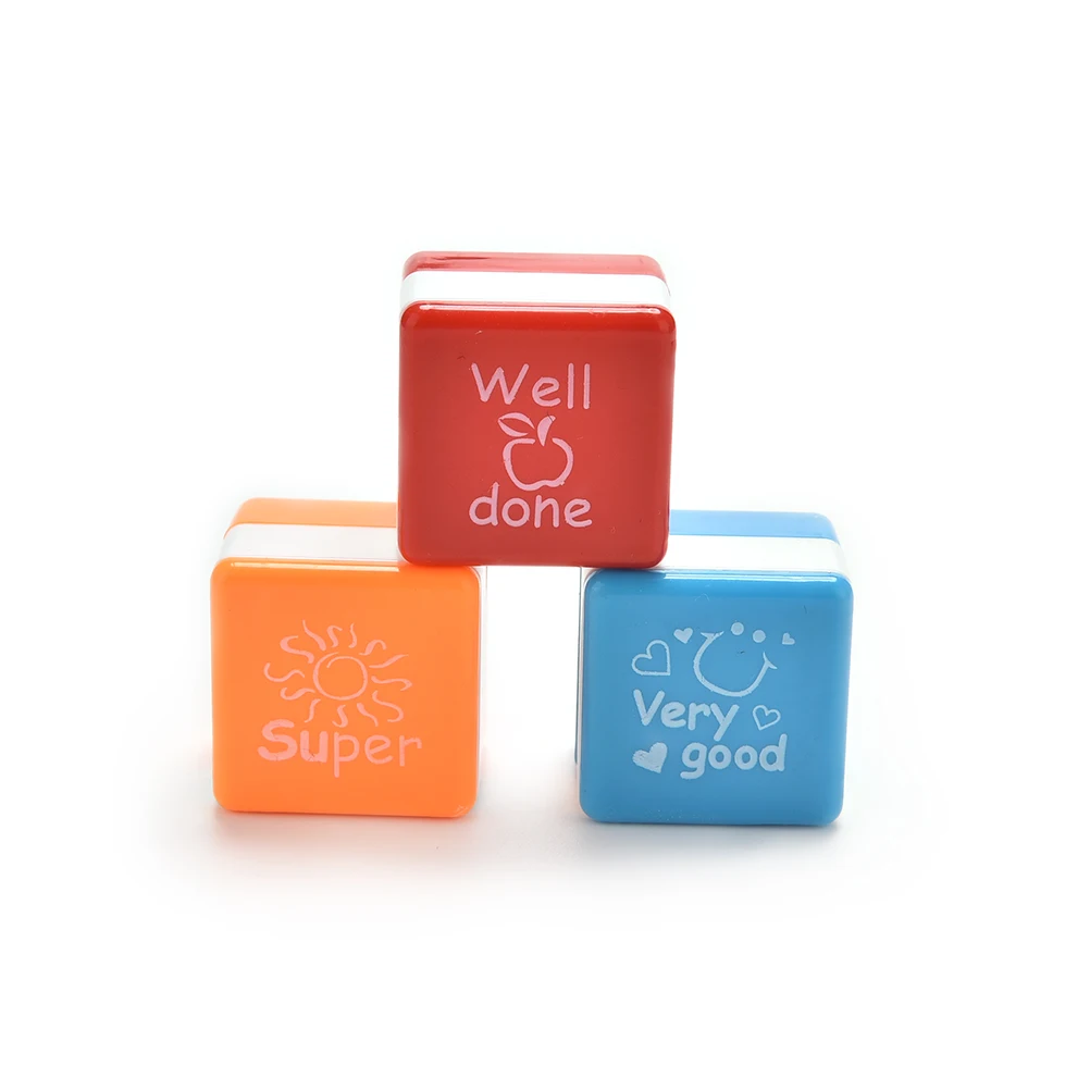 1Pcs DIY Teachers Self Inking Praise Reward Stamps Cartoon Kids Stamp Motivation Sticker School Scrapbooking Stamp Random Color