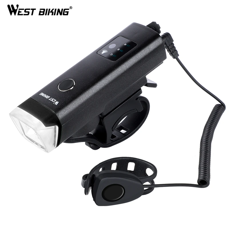 

WEST BIKING Induction Bike Lights With Speaker USB Rechargable Bicycle Light Warning Lamp Handlebar Flashlight Cycling Light