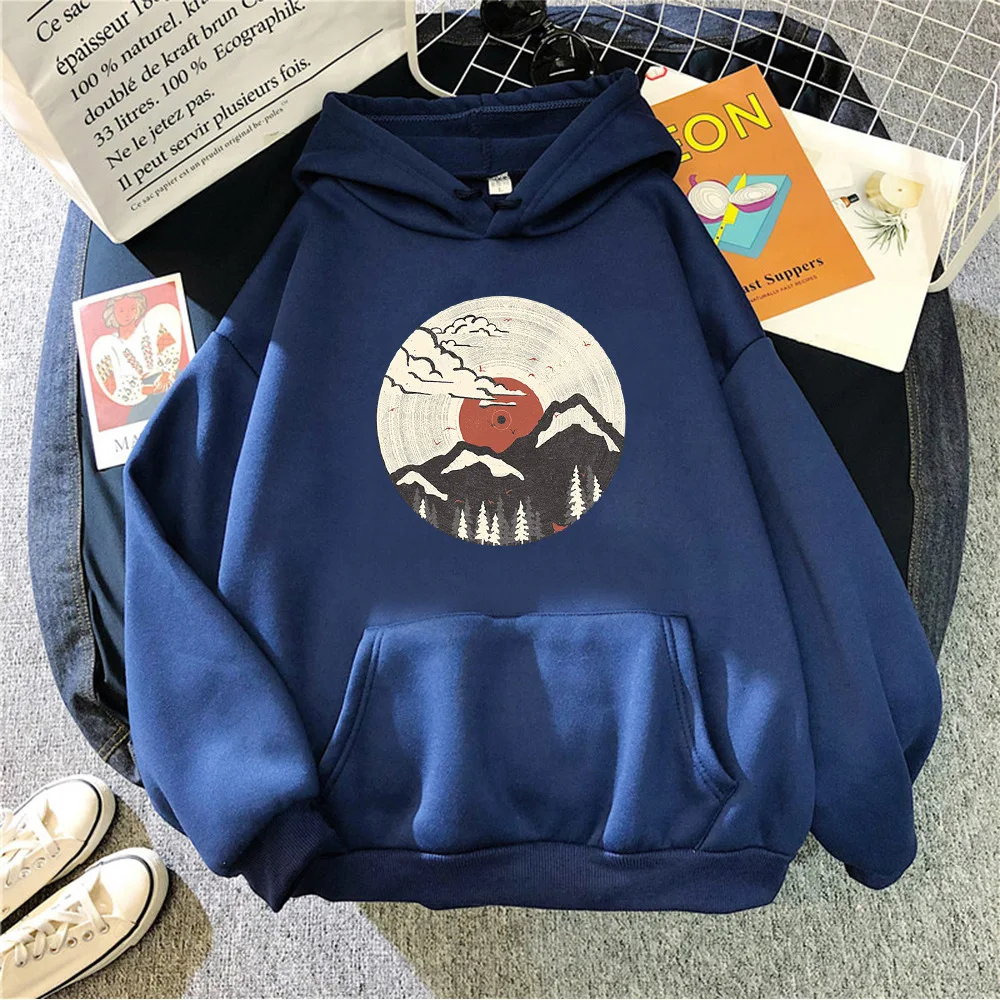 

Trendy Japanese Retro Print Hoodie Fleece Sweatshirt Casual Round Neck Pullover Couple Wear 2021 Spring and Autumn New
