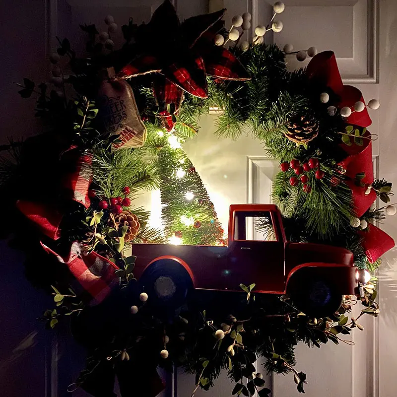 

Red Truck Christmas Wreath Christmas Red truck Holiday Pinecone Wreath Checkered Wreath Christmas Wreath SASI