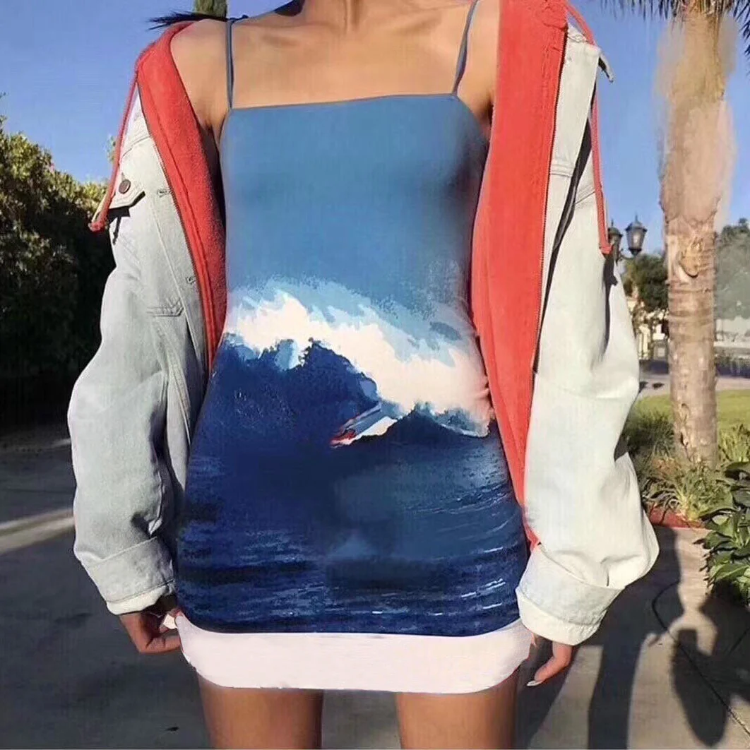 

luxury designer 2021 spring summer women clothes ocean blue sexy elasticity slim fit mini party bodycon Dresses woman dress S-L