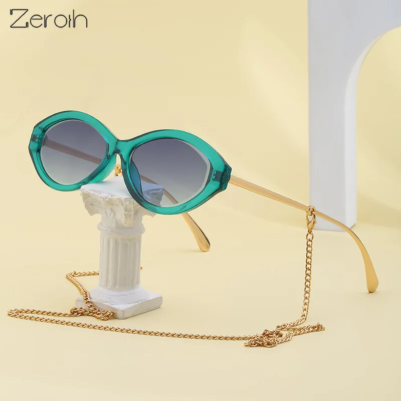 

Fashion Oval Sunglasses Women Glasses Retro Sunglass Femal Luxury Designer Eyewear UV400 Sun Glass Leopard Shades with Chain